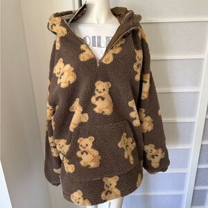 Cozy Brown Teddy Bear Adult Hoodie